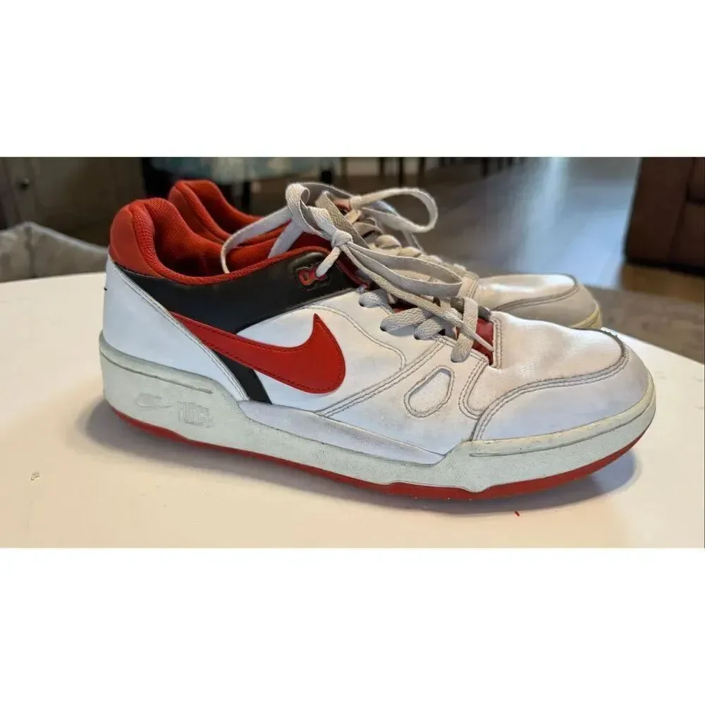 Nike Men's Size 10.5 Full Force Low Sneakers White Red Black AF1 Athletic Shoe